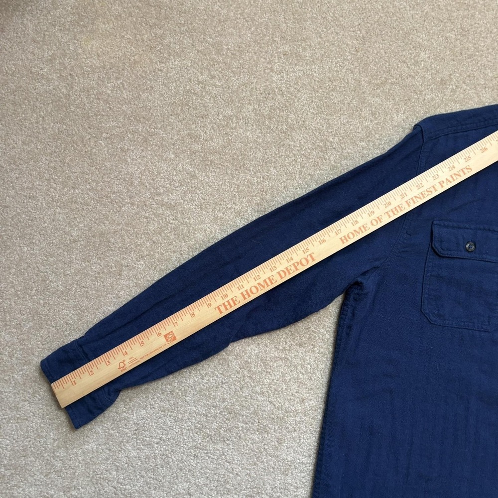 Vtg Woolrich Shirt Mens Large Blue Solid Flannel Button Up Long Sleeve Outdoor - Picture 8 of 8